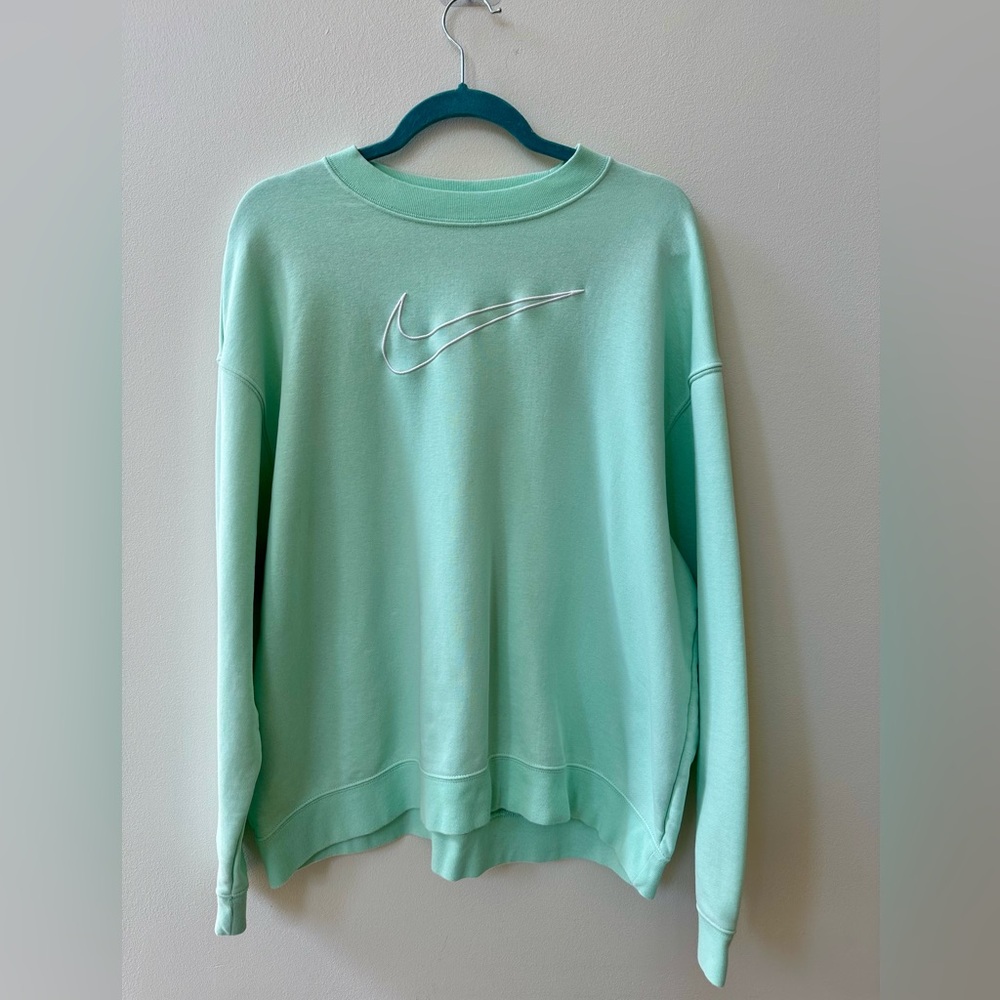 Nike Womens Dri-fit Oversized Crewneck Sweatshirt Sz L Mint Sportswear